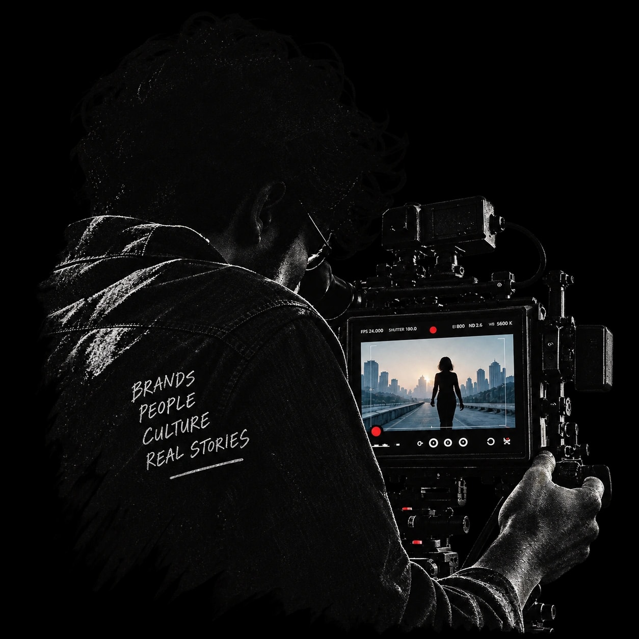 Generated concept of a cinematographer at work; not a client production